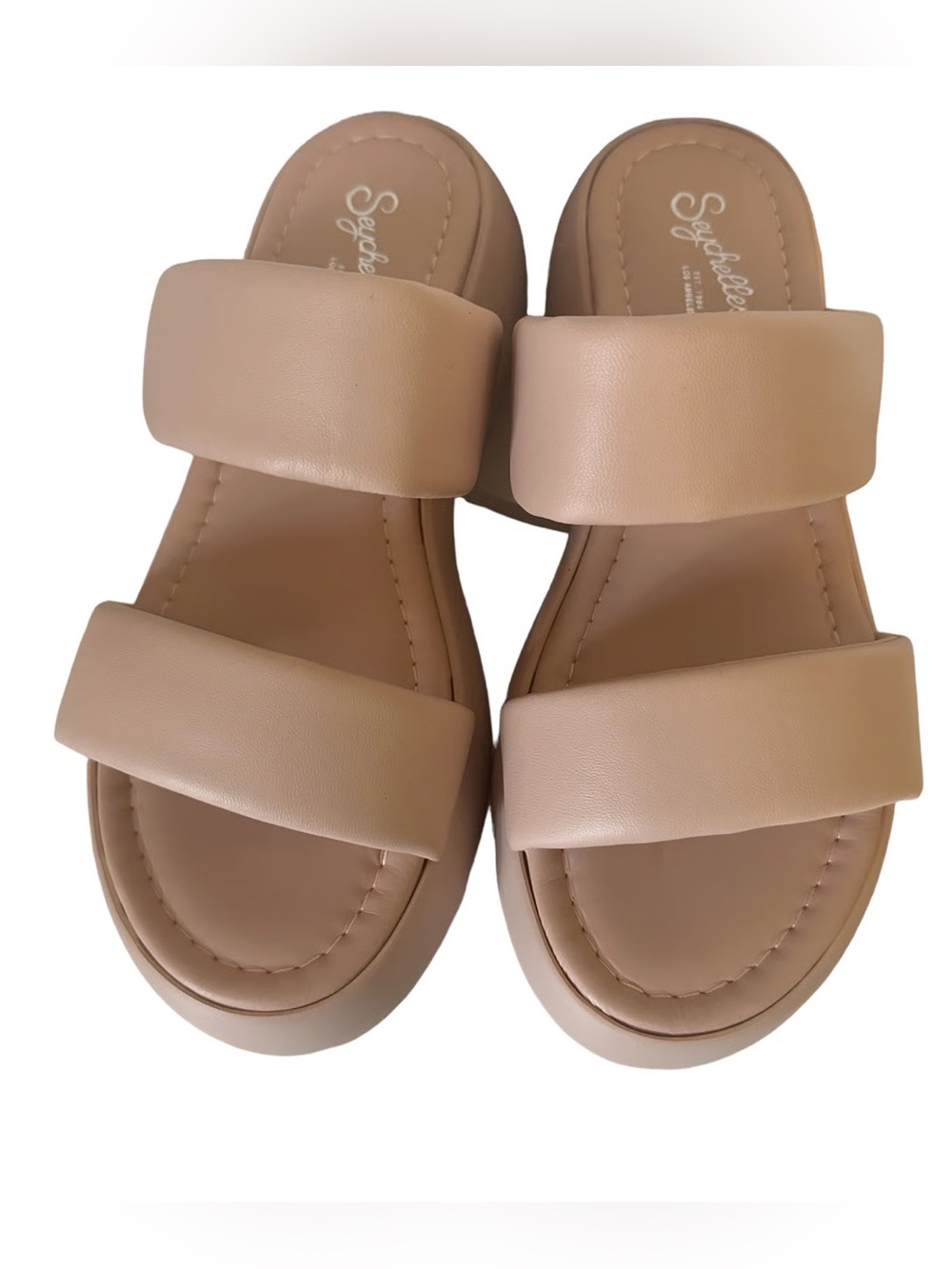 Seychelles Blush Double-Strap Padded Slide Platform Sandals